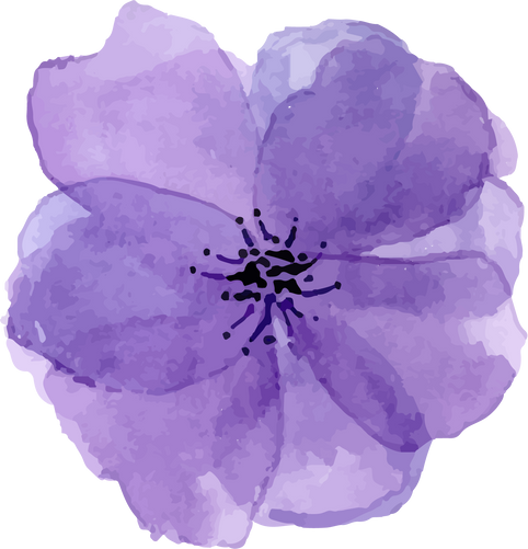 Watercolor purple flowers